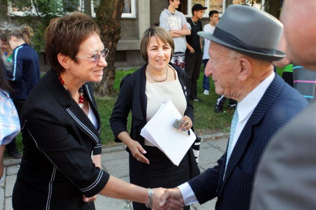 4.09.2012 - Marsz Pamięci na fot. wiceprezydent Łodzi Agnieszka Nowak i Jehuda Widawski